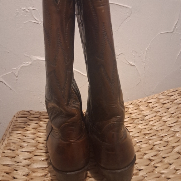 Vintage Leather Mens Brown Cowboy Boots Weatern Rodeo 9 - Picture 4 of 7